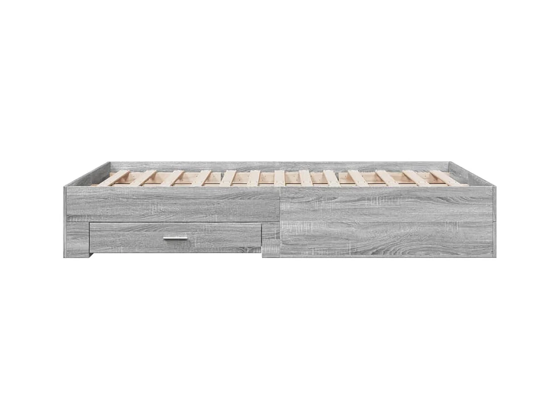 Lit double et tiroirs sonoma gris 120x190 cm bois ingénierie FR84228
