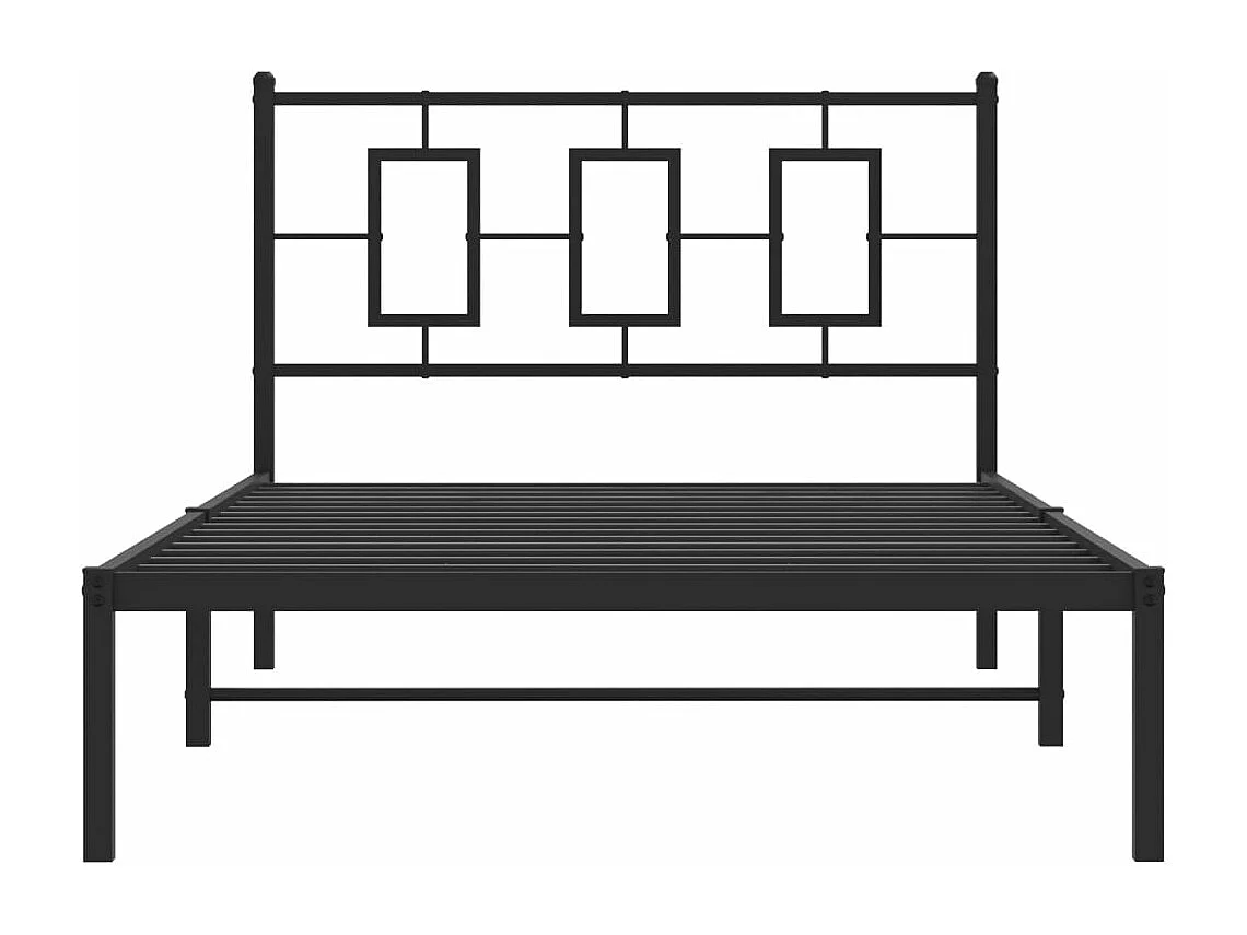 Bedframe met hoofdbord metaal zwart 107x203 cm BE923666
