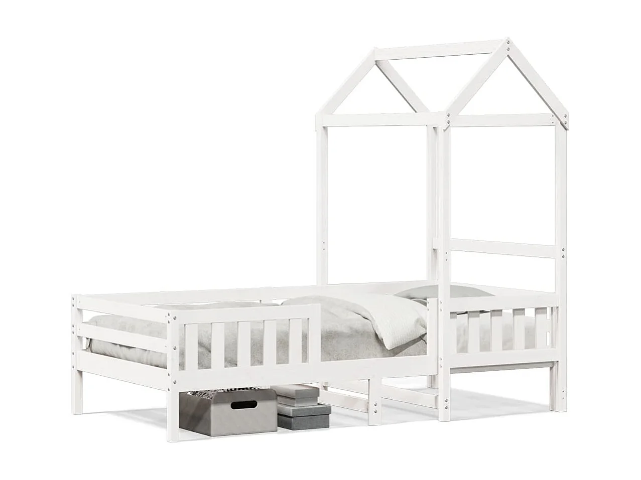 Bedframe met huisje massief grenenhout wit 100x200 cm BE534154