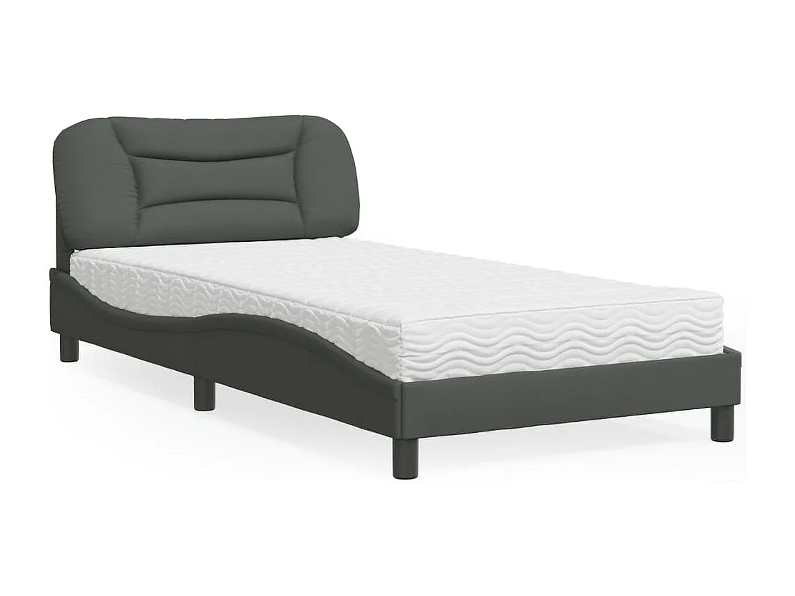 Bed met matras stof donkergrijs 100x200 cm BE308851