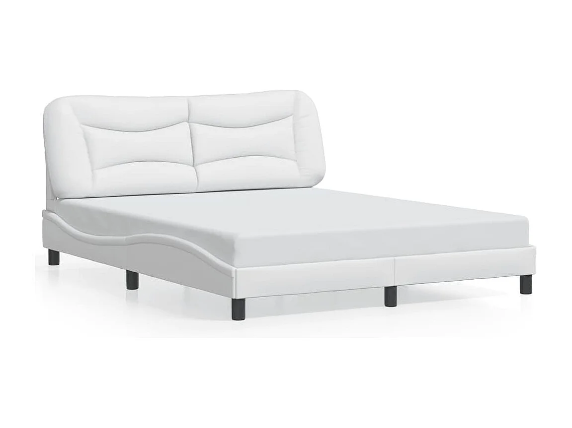 Lit double avec lumières LED blanc 160x200 cm similicuir FR26783