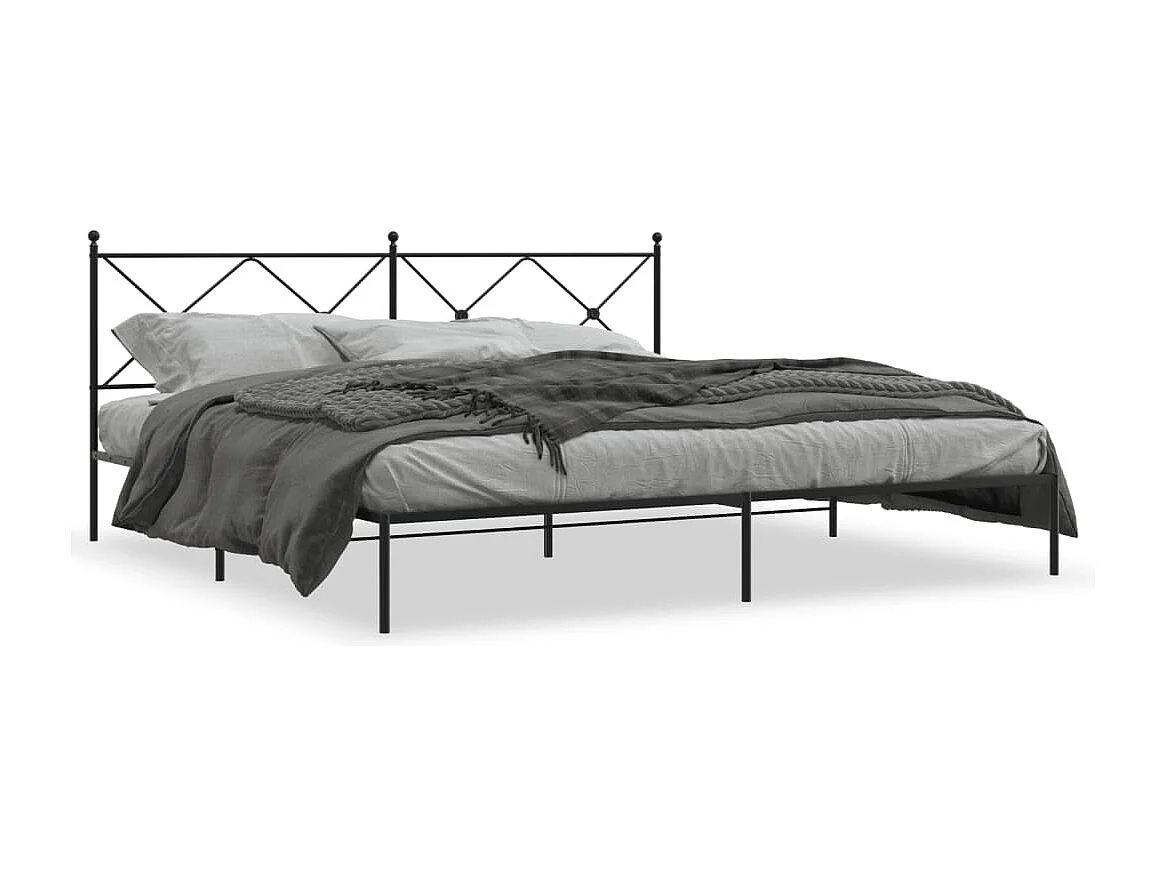 Bedframe met hoofdbord metaal zwart 200x200 cm BE679416