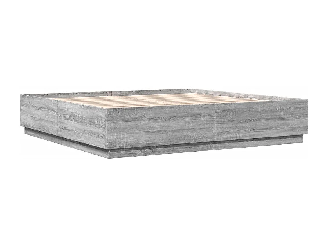 Lit double sonoma gris 180x200 cm bois d'ingénierie FR89385