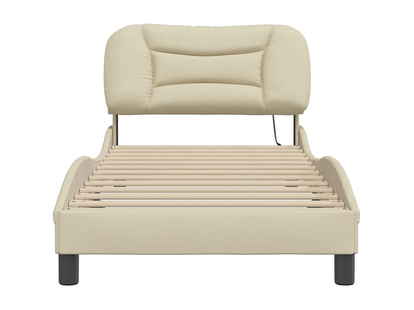 Lit simple + tête de lit Crème 90x190 cm Tissu FR88987