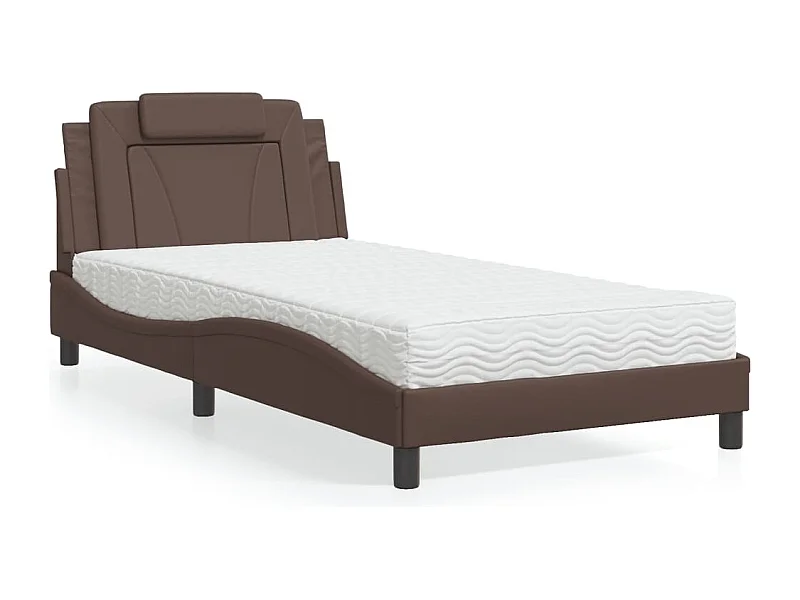 Bed met matras kunstleer bruin 100x200 cm BE475032