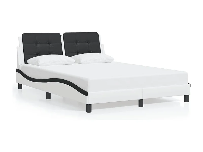 Bedframe met hoofdbord kunstleer wit en zwart 140x190 cm BE632843
