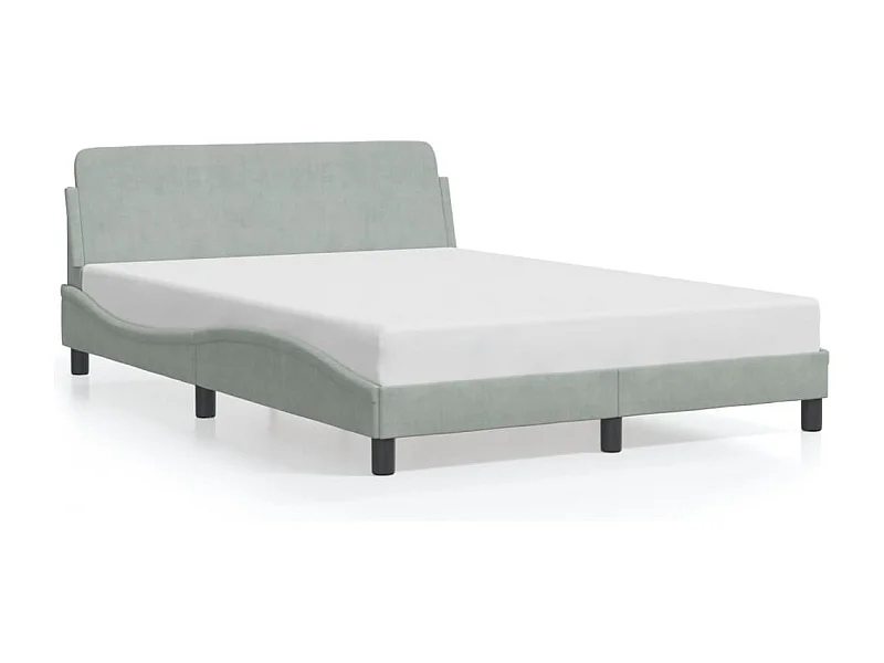 Cama matrimonial- 140x190cm con cabecero terciopelo gris claro ES935432