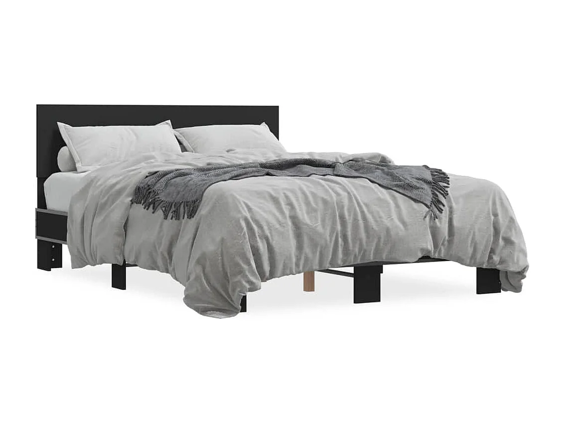 Cama 120x200 cm derivados de madeira/metal preto PT743885