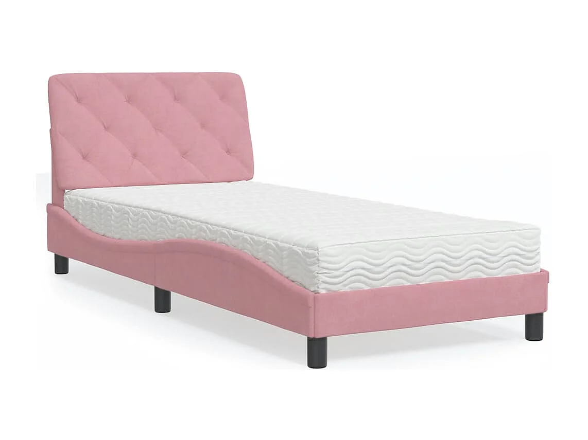 Cama com colchão 80x200 cm veludo rosa PT401086