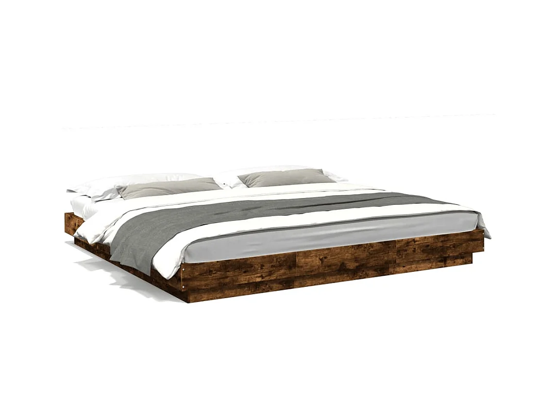 Bedframe met LED-verlichting gerookt eikenkleurig 180x200 cm BE248261