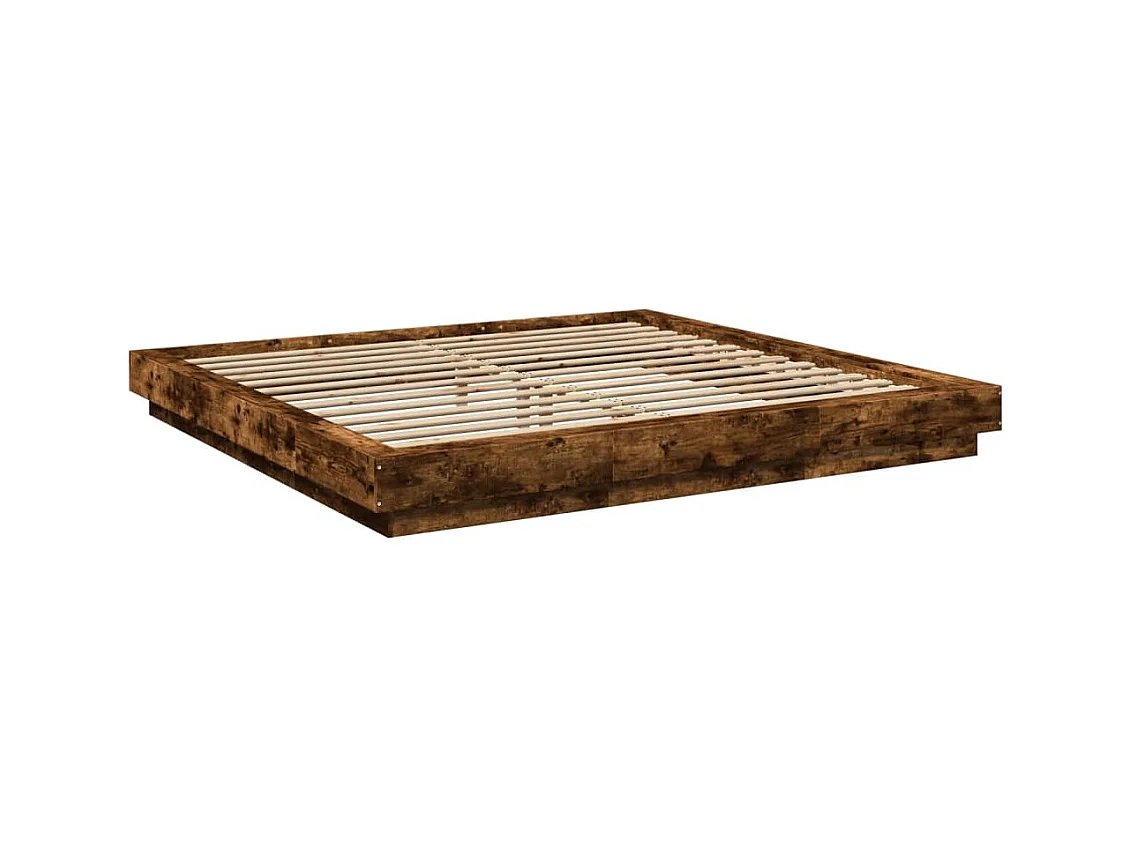 Bedframe met LED-verlichting gerookt eikenkleurig 180x200 cm BE248261