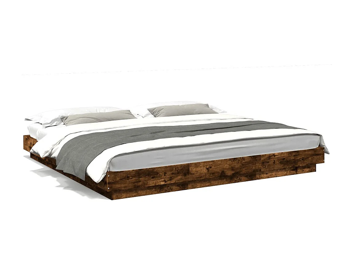 Bedframe met LED-verlichting gerookt eikenkleurig 180x200 cm BE248261
