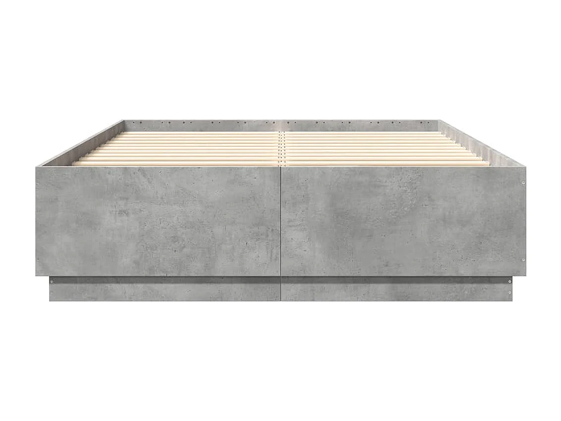 Lit double gris béton 140x200 cm bois d'ingénierie FR87129