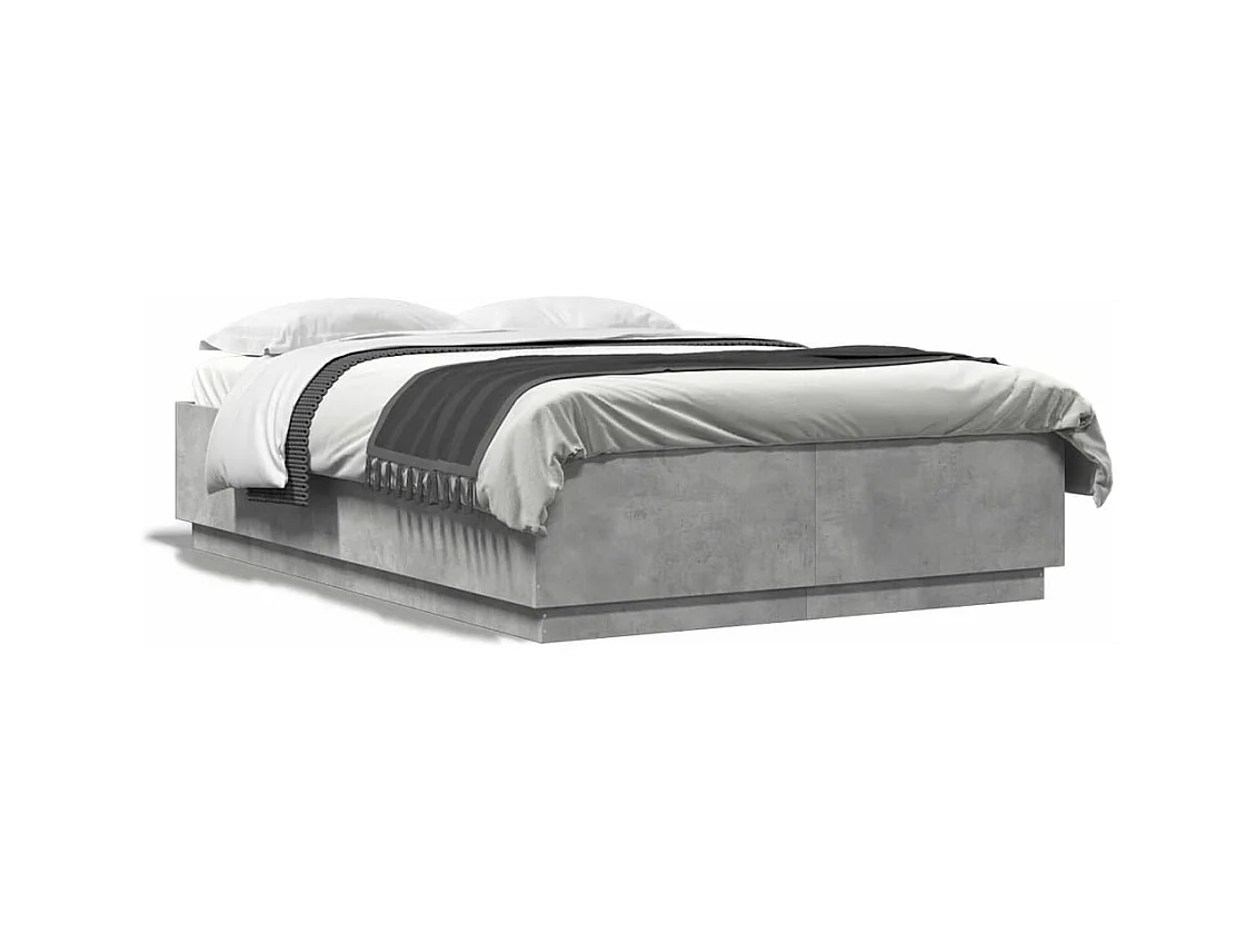 Lit double gris béton 140x200 cm bois d'ingénierie FR87129