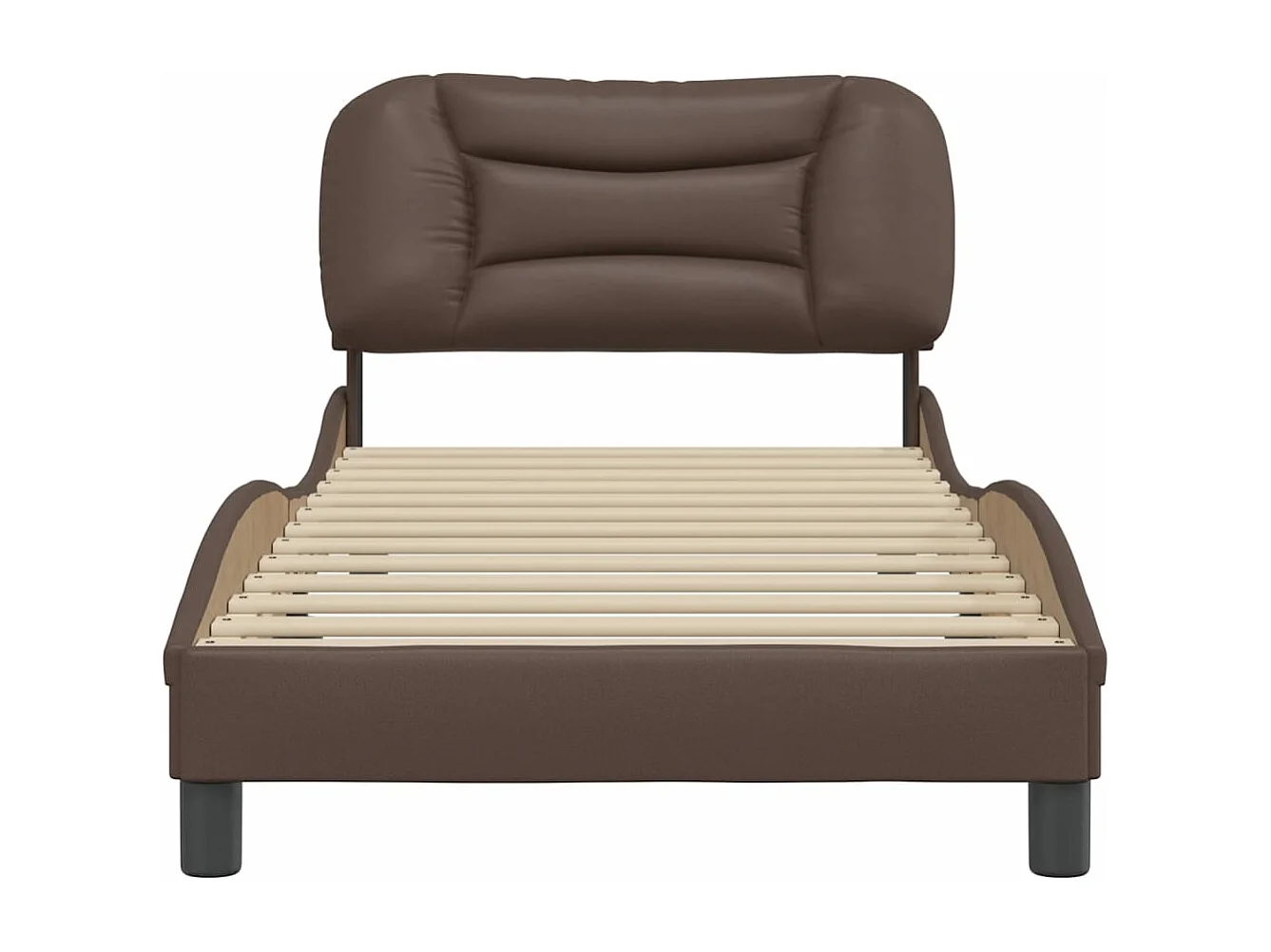 Lit simple + tête de lit Marron 90x190 cm Similicuir FR11291