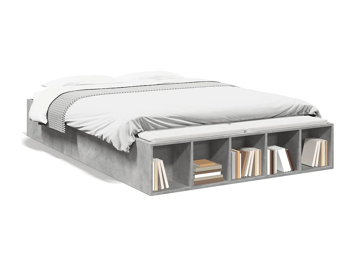 Cama 120x190 cm derivados de madeira cinza cimento PT638723