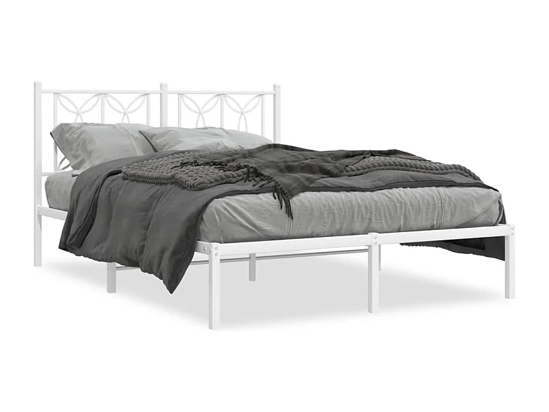 Bedframe met hoofdbord metaal wit 140x200 cm BE588988