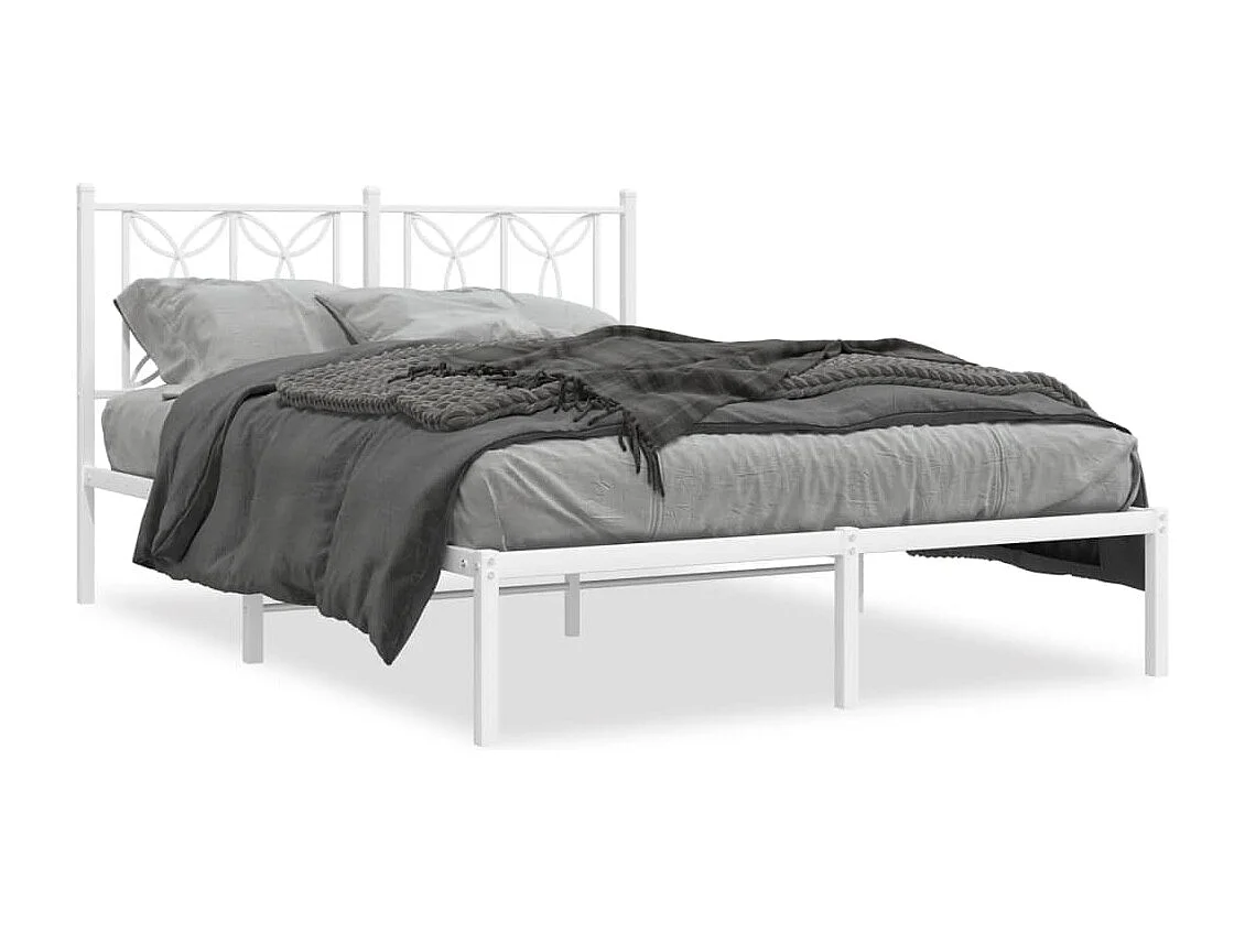 Bedframe met hoofdbord metaal wit 140x200 cm BE588988