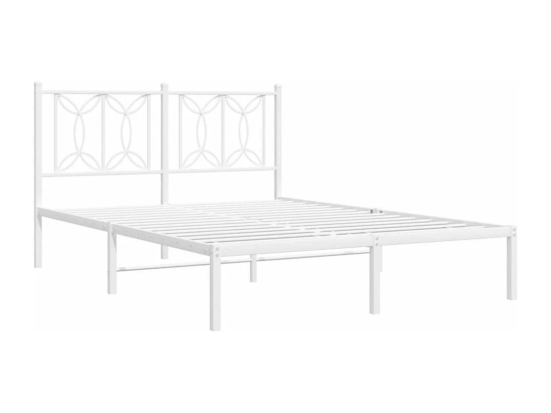 Bedframe met hoofdbord metaal wit 140x200 cm BE588988