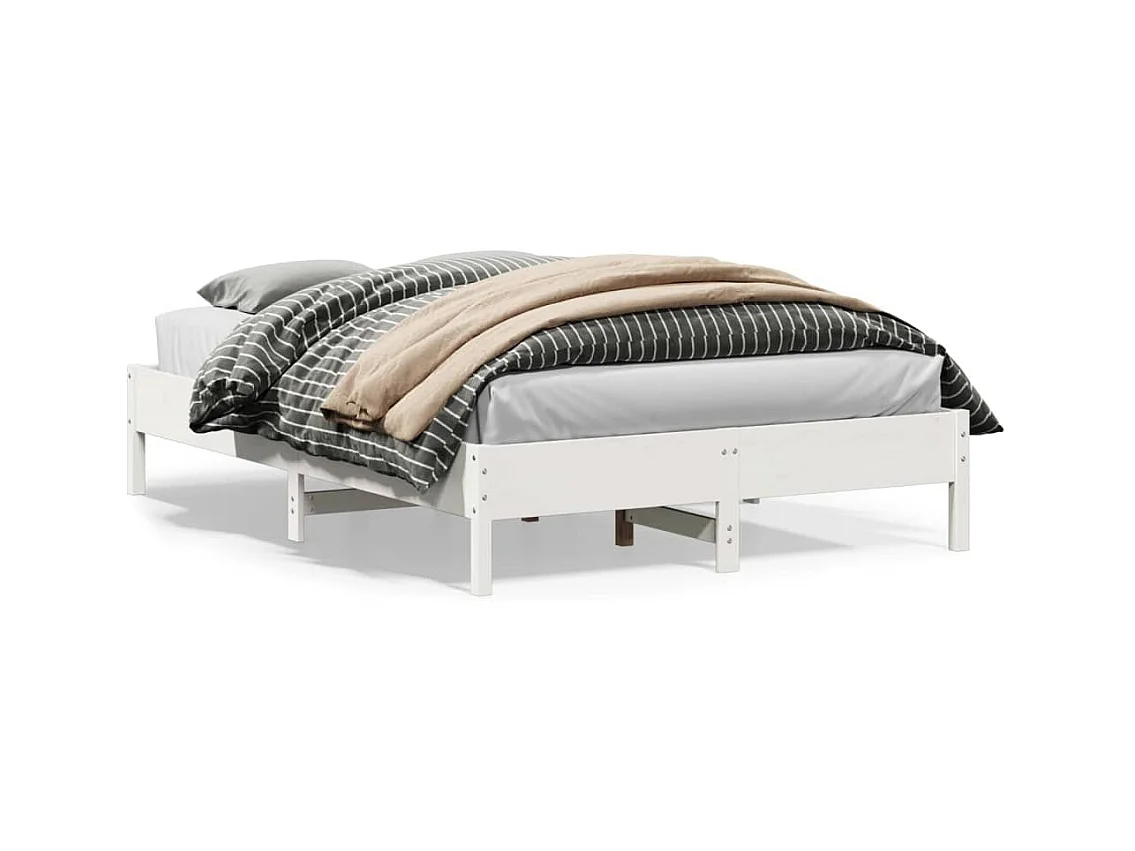 Lit double blanc 120x200 cm bois de pin massif FR94356