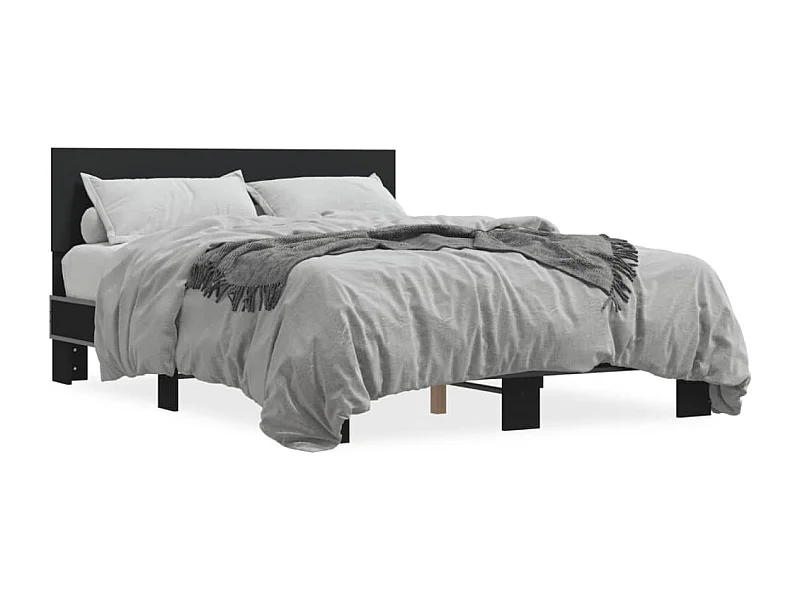 Cama 140x200 cm derivados de madeira/metal preto PT375749