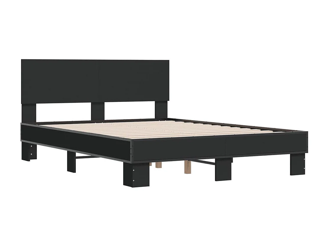 Cama matrimonial- 140x200cm madera de ingeniería y metal negro ES890866