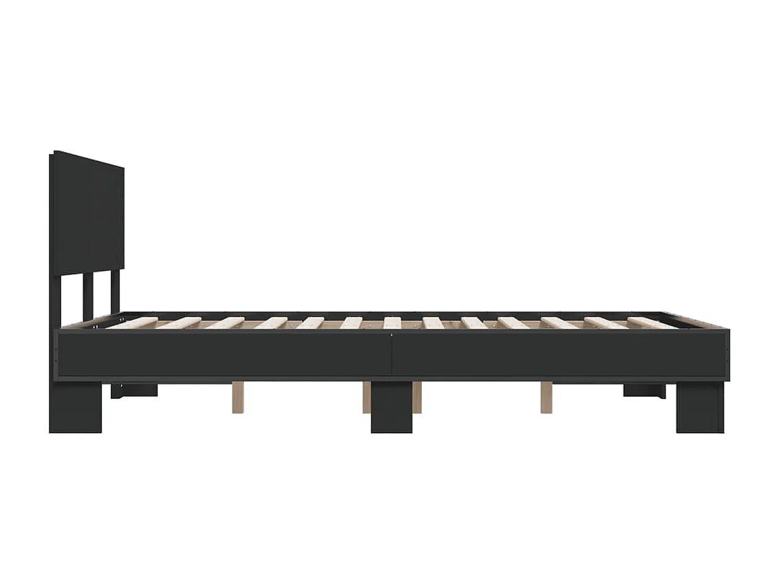Cama matrimonial- 140x200cm madera de ingeniería y metal negro ES890866