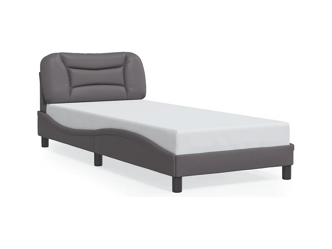 Bedframe met LED-verlichting kunstleer grijs 80x200 cm BE769049