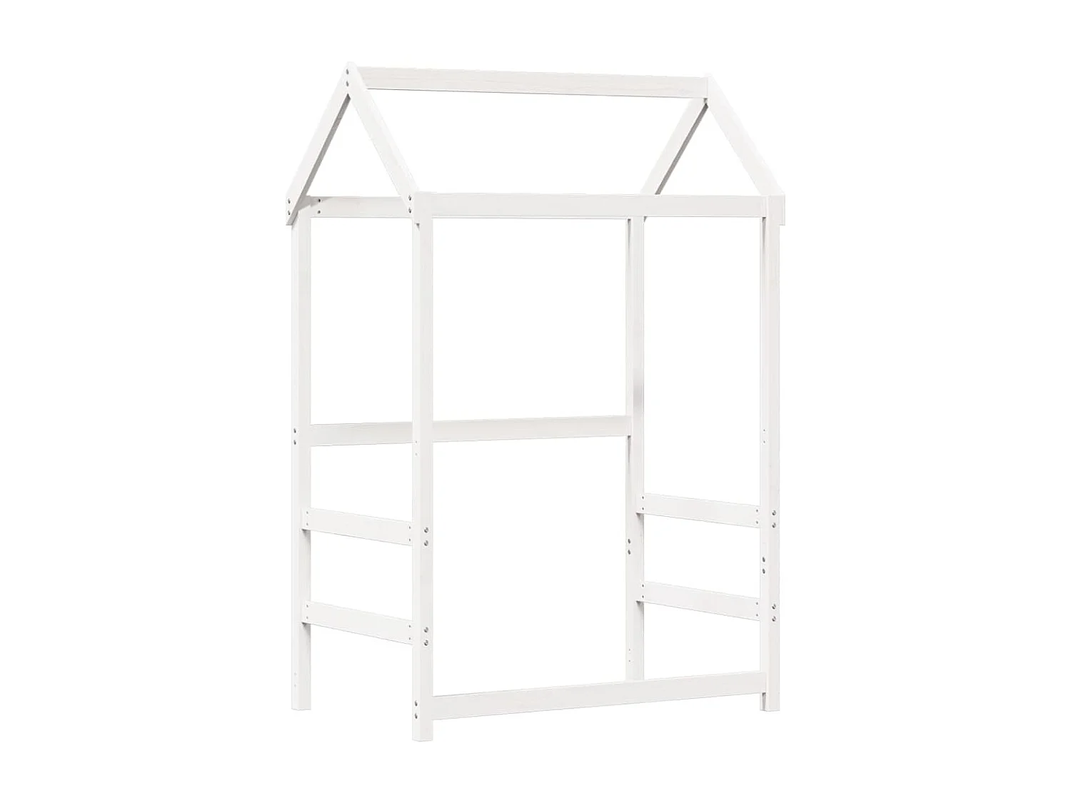 Conj. cama e banco c/ telhado 75x190 cm pinho maciço branco PT143536