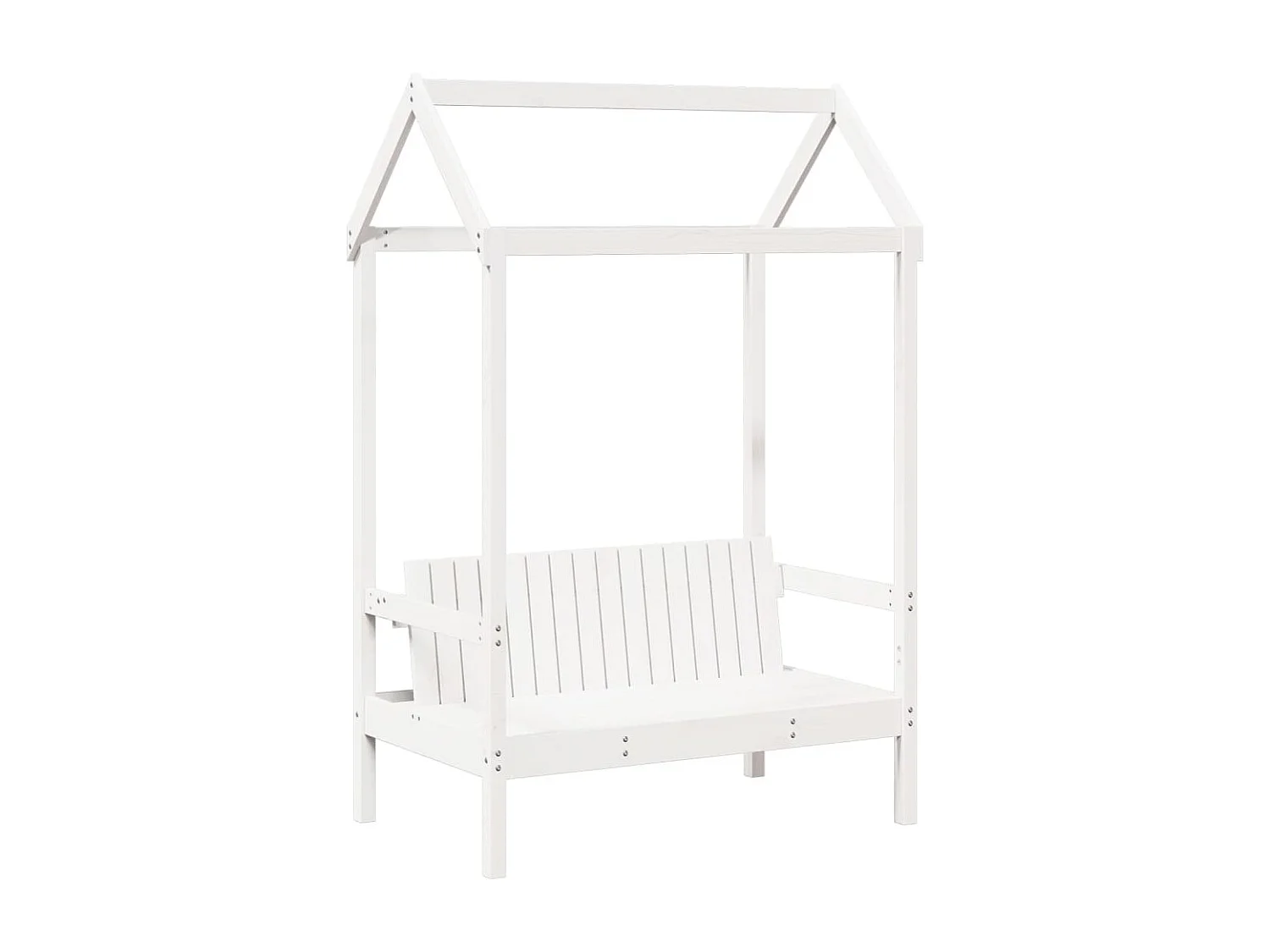 Conj. cama e banco c/ telhado 75x190 cm pinho maciço branco PT143536