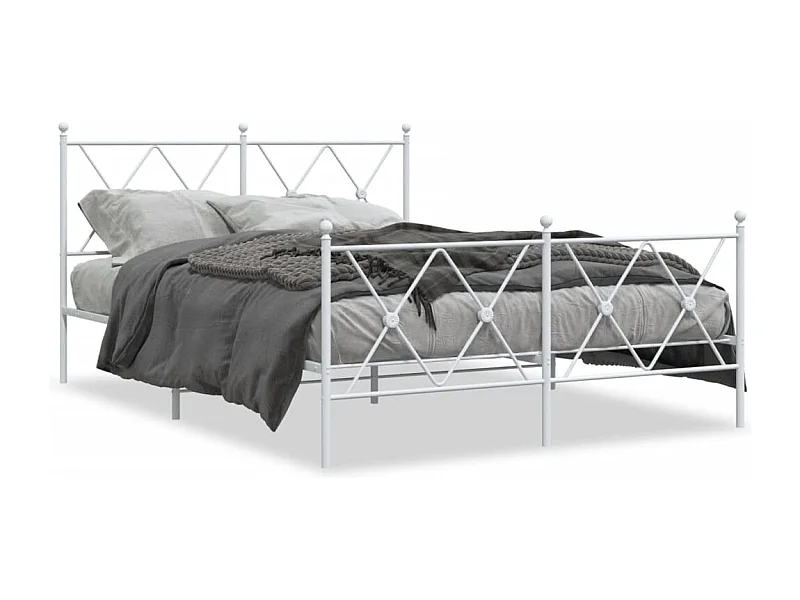 Cama com cabeceira e pés 140x200 cm metal branco PT690969