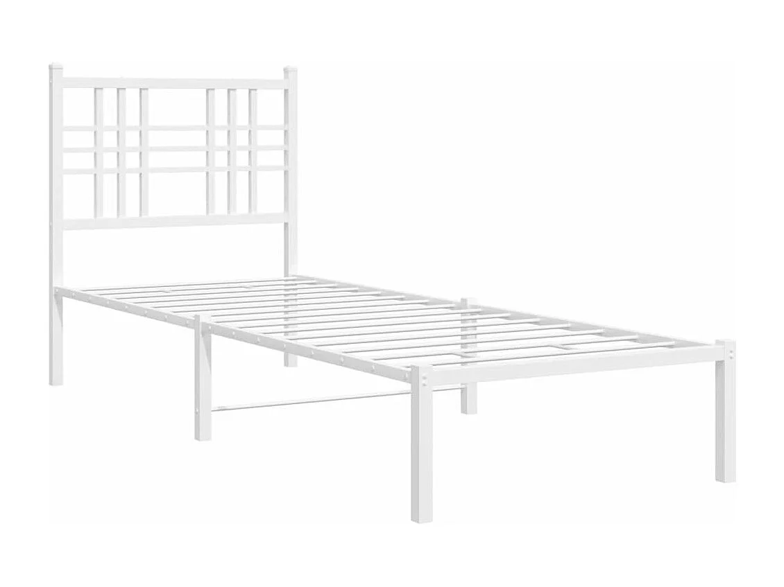 Lit simple métal + tête de lit blanc 80x200 cm FR32209