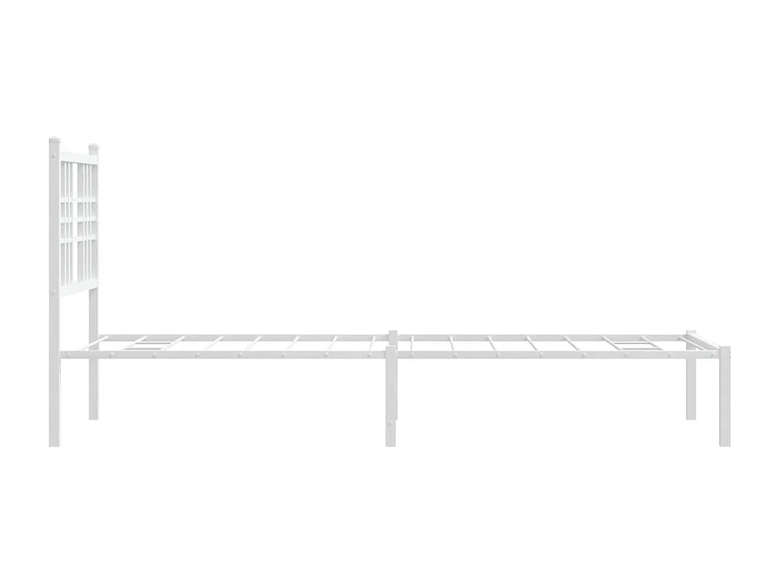 Lit simple métal + tête de lit blanc 80x200 cm FR32209