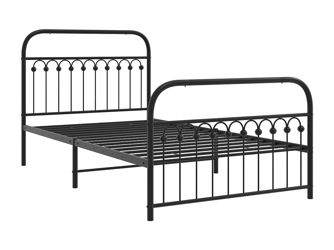 Cama com cabeceira e pés 107x203 cm metal preto PT146755