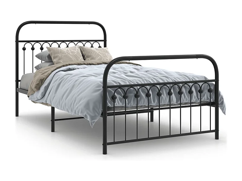 Bedframe met hoofd- en voeteneinde metaal zwart 107x203 cm BE309523
