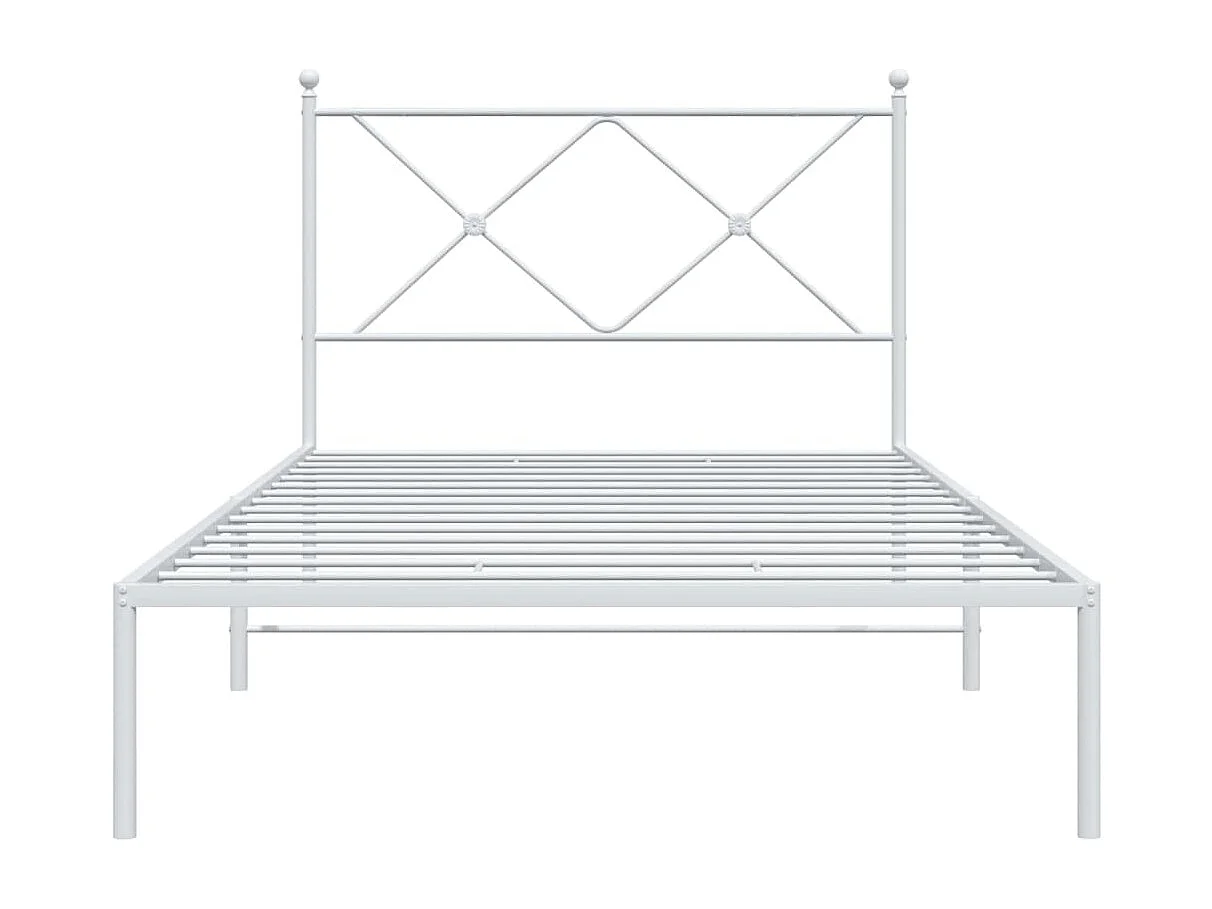 Lit simple métal + tête de lit blanc 100x190 cm FR34885