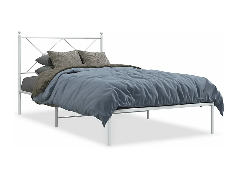 Bedframe met hoofdbord metaal wit 100x190 cm BE302097