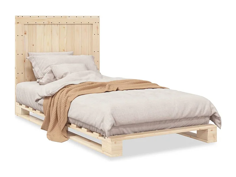 Cama individual- 100x200 cm con cabecero madera maciza pino ES253658