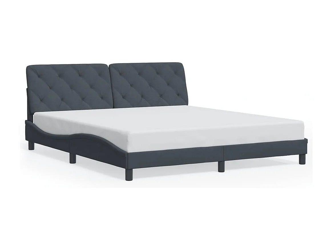 Cama 180x200 cm - con cabecero terciopelo gris oscuro ES831364