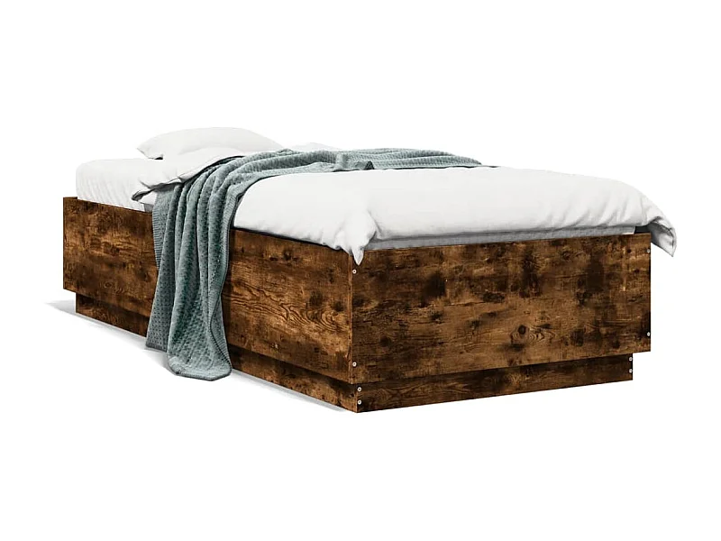 Cama c/ luzes LED derivados madeira carvalho fumado PT656066