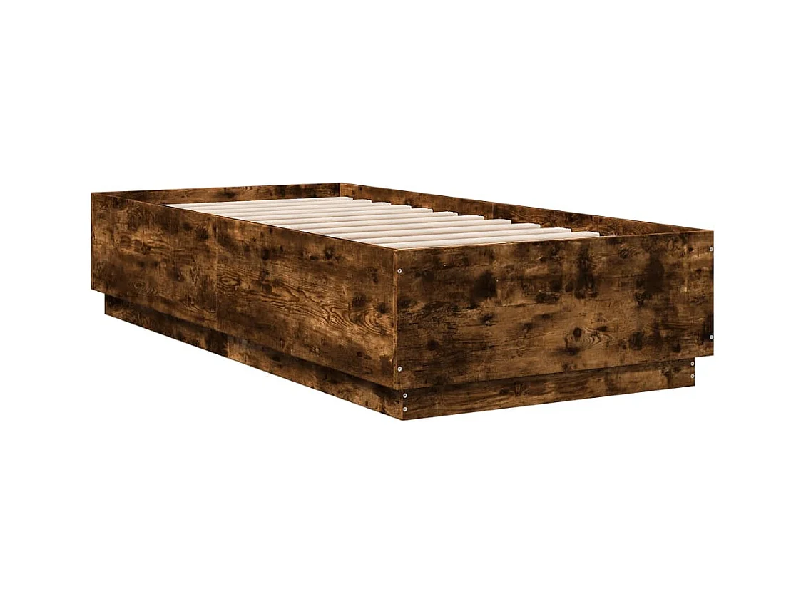 Lit simple avec lumières LED chêne fumé 90x200 cm FR59929