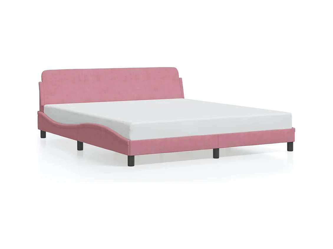 Lit double + tête de lit Rose 180x200 cm Velours FR32701
