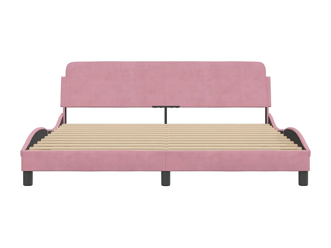 Lit double + tête de lit Rose 180x200 cm Velours FR32701