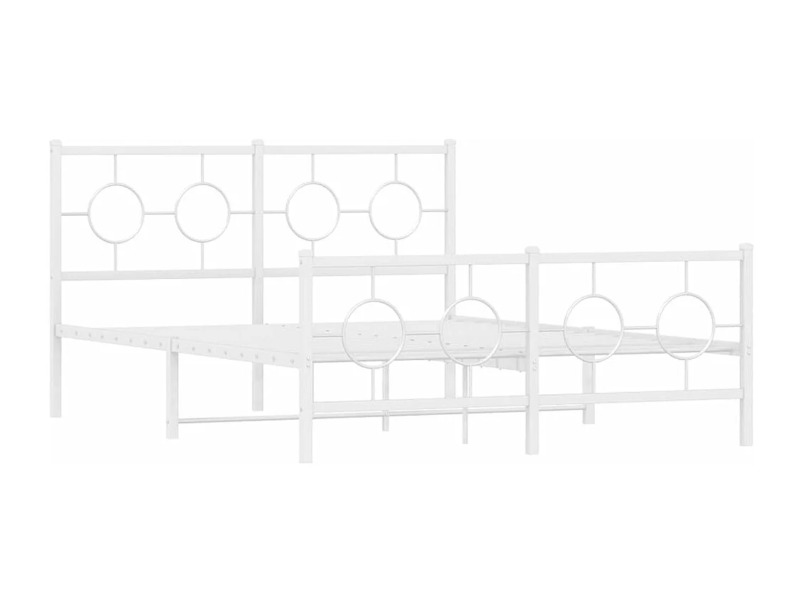 Cama com cabeceira e pés 140x190 cm metal branco PT975876