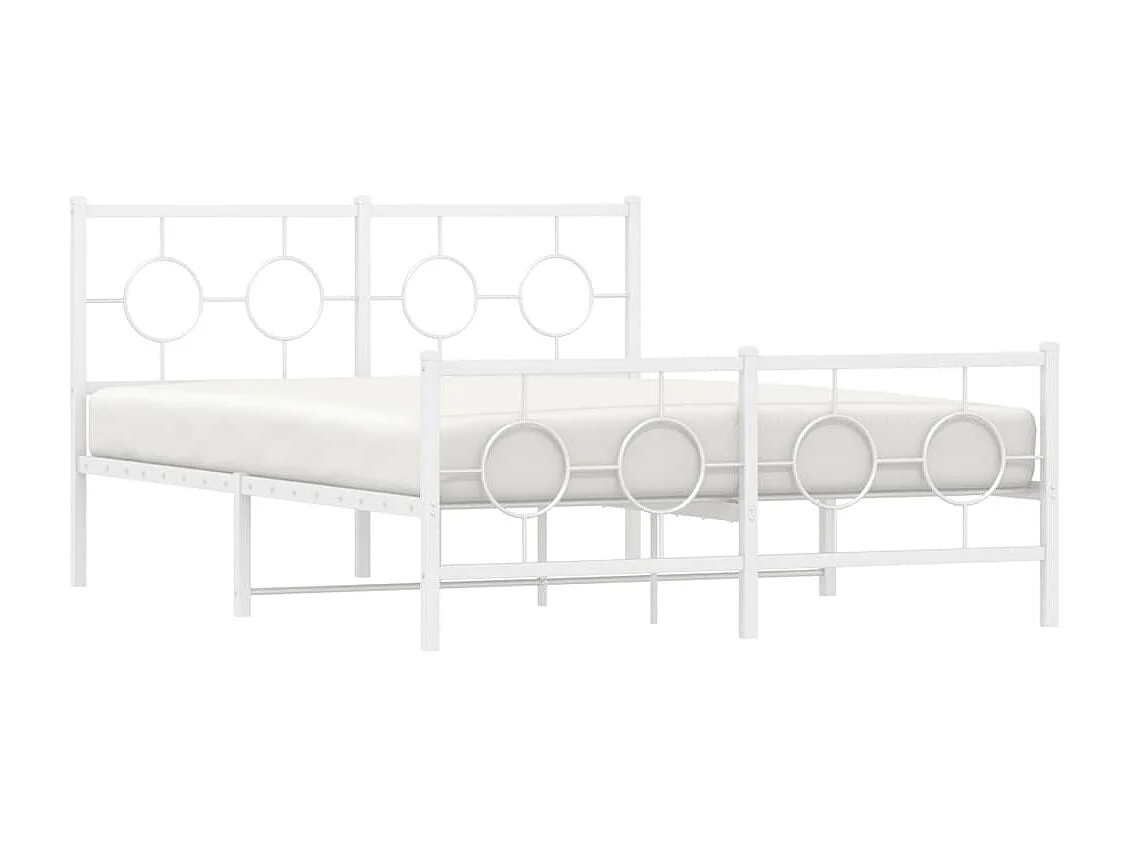 Cama com cabeceira e pés 140x190 cm metal branco PT975876