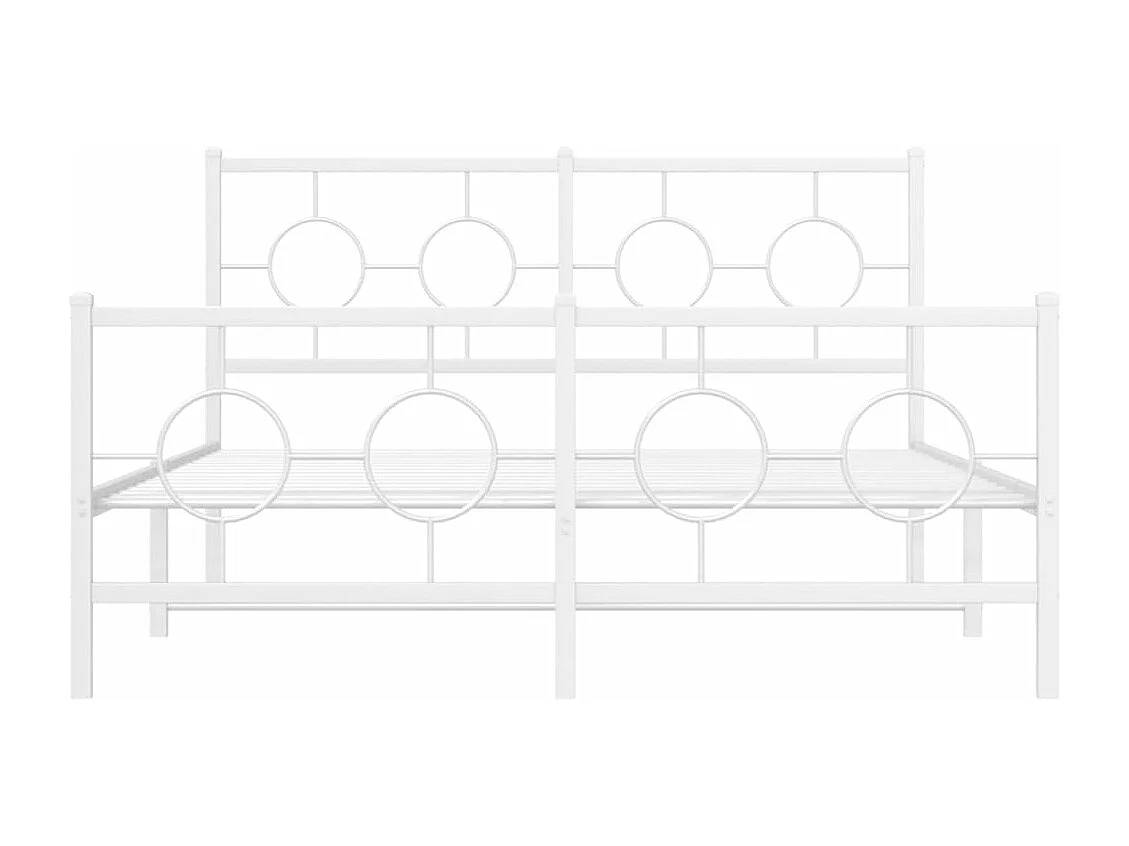 Cama com cabeceira e pés 140x190 cm metal branco PT975876
