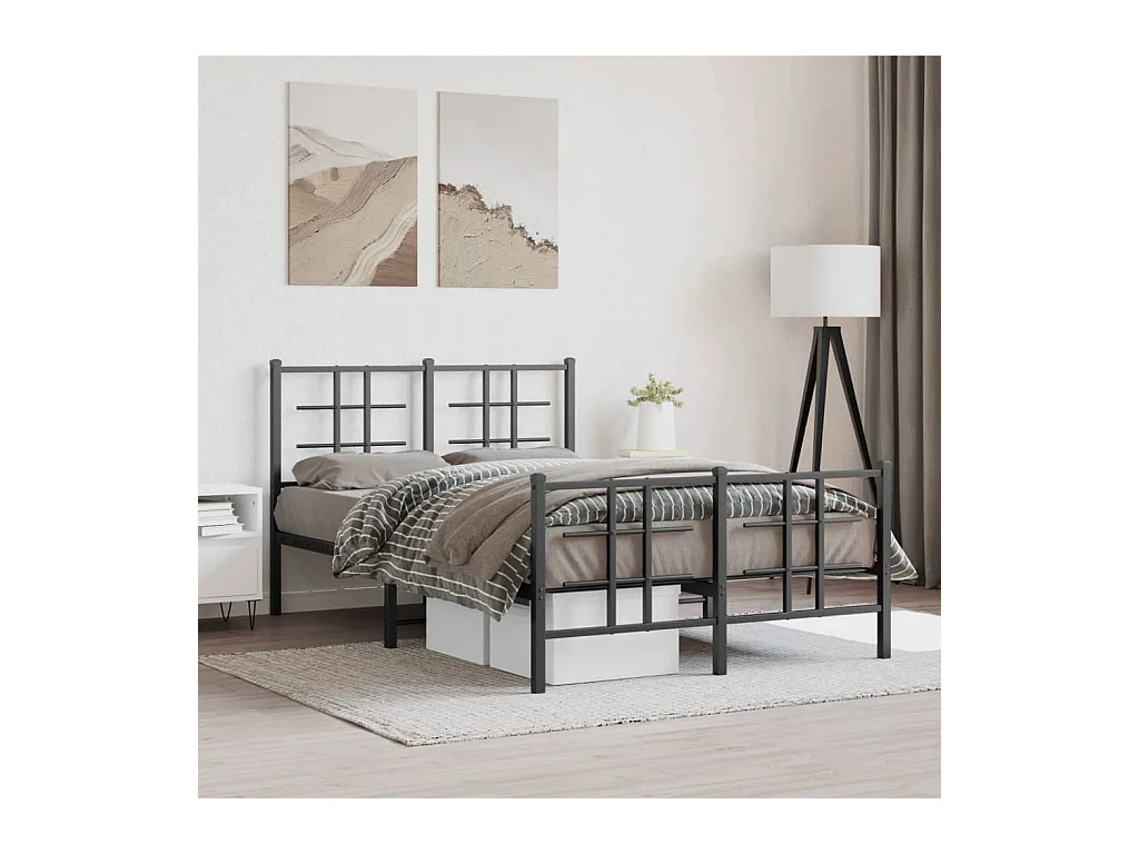 Bedframe met hoofd- en voeteneinde metaal zwart 120x200 cm BE504610