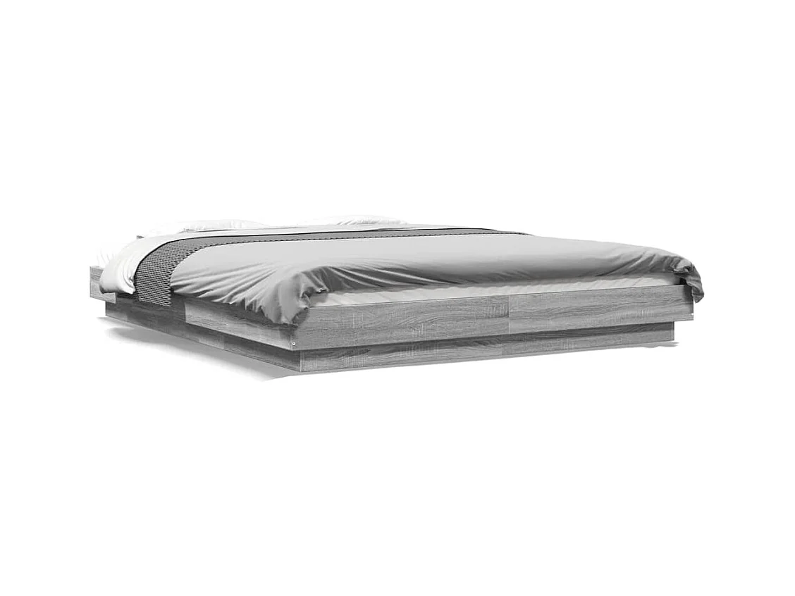Lit double sonoma gris 150x200 cm bois d'ingénierie FR51197