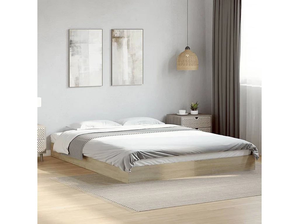 Cama matrimonial- 160x200 cm madera de ingeniería roble Sonoma ES931868