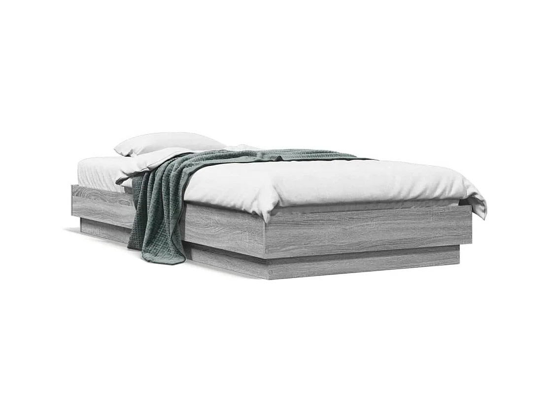 Lit simple avec lumières LED sonoma gris 90x190 cm FR46691